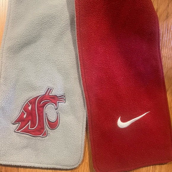 Vintage Washington State Cougars Scarf Nike Fleece Reversible Red Gray College - Picture 5 of 5